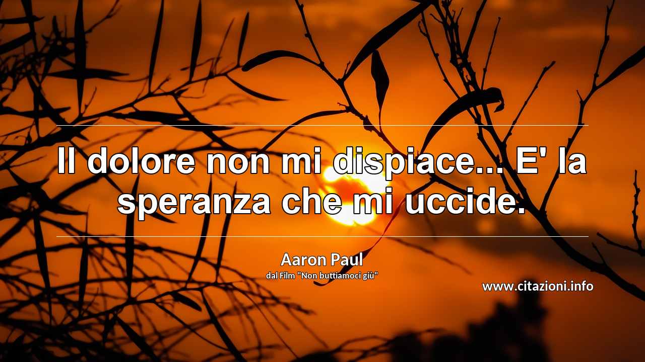 “Il dolore non mi dispiace... E' la speranza che mi uccide.”