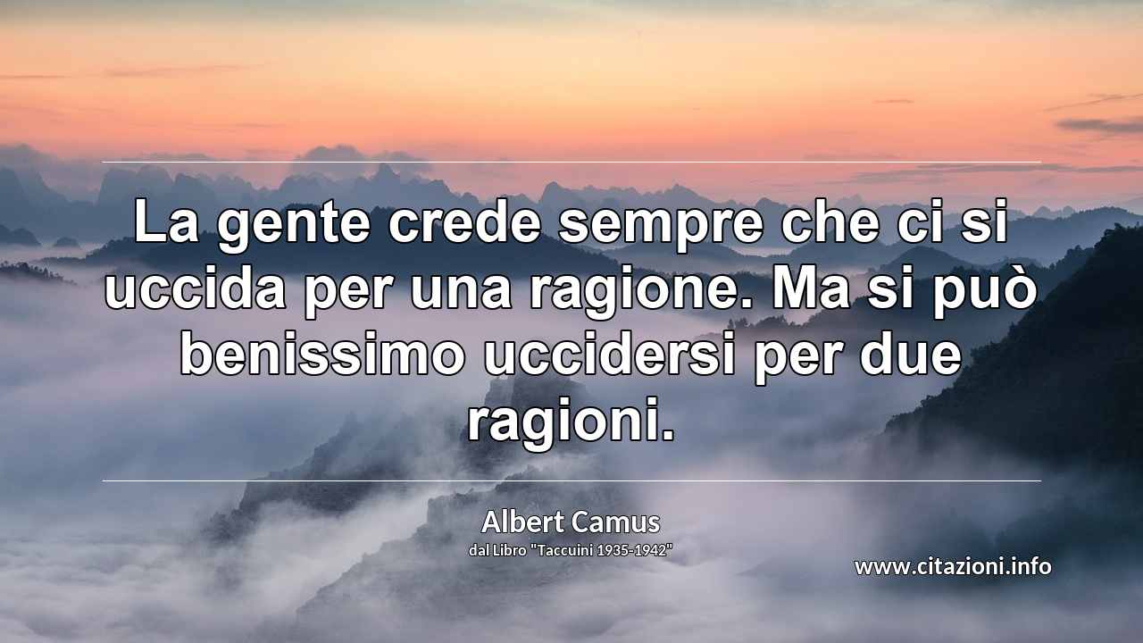 “La gente crede sempre che ci si uccida per una ragione. Ma si può benissimo uccidersi per due ragioni.”