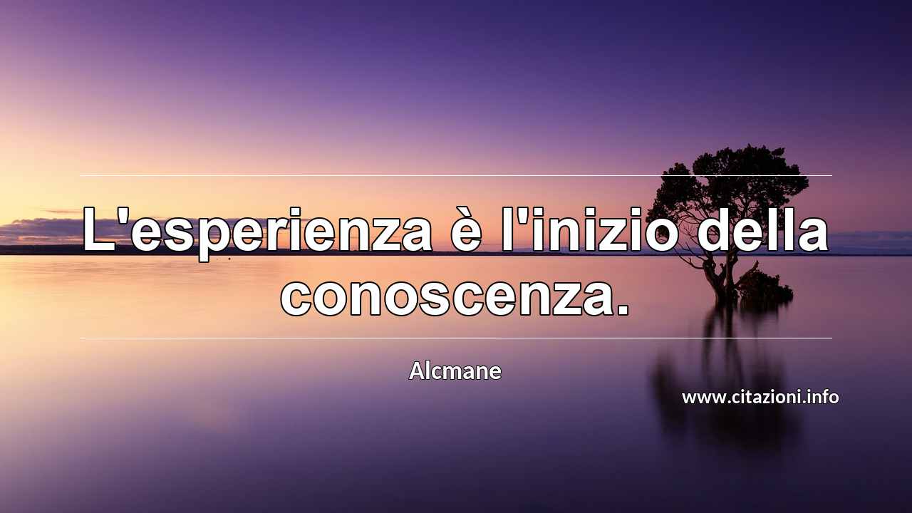 “L'esperienza è l'inizio della conoscenza.”