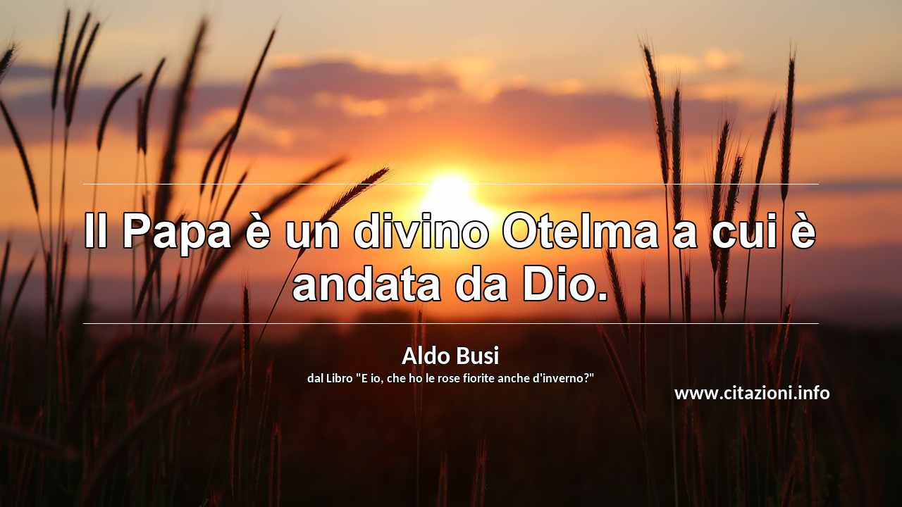 “Il Papa è un divino Otelma a cui è andata da Dio.”