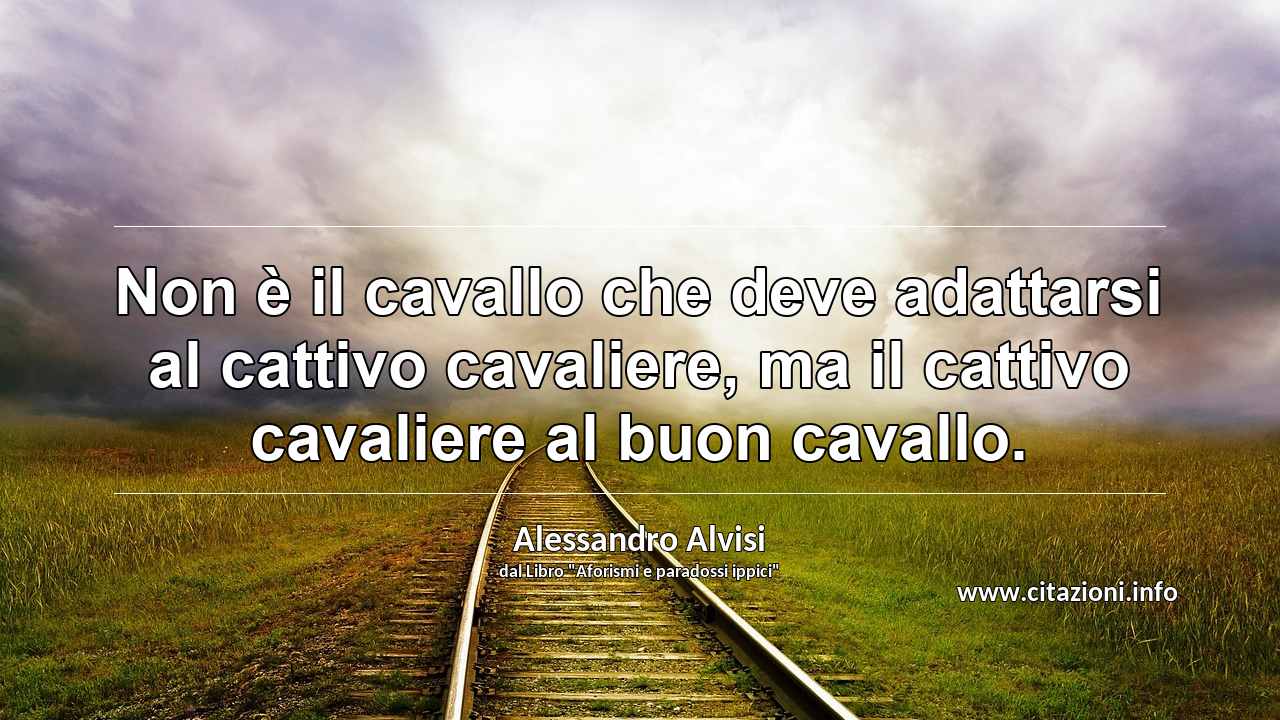 “Non è il cavallo che deve adattarsi al cattivo cavaliere, ma il cattivo cavaliere al buon cavallo.”