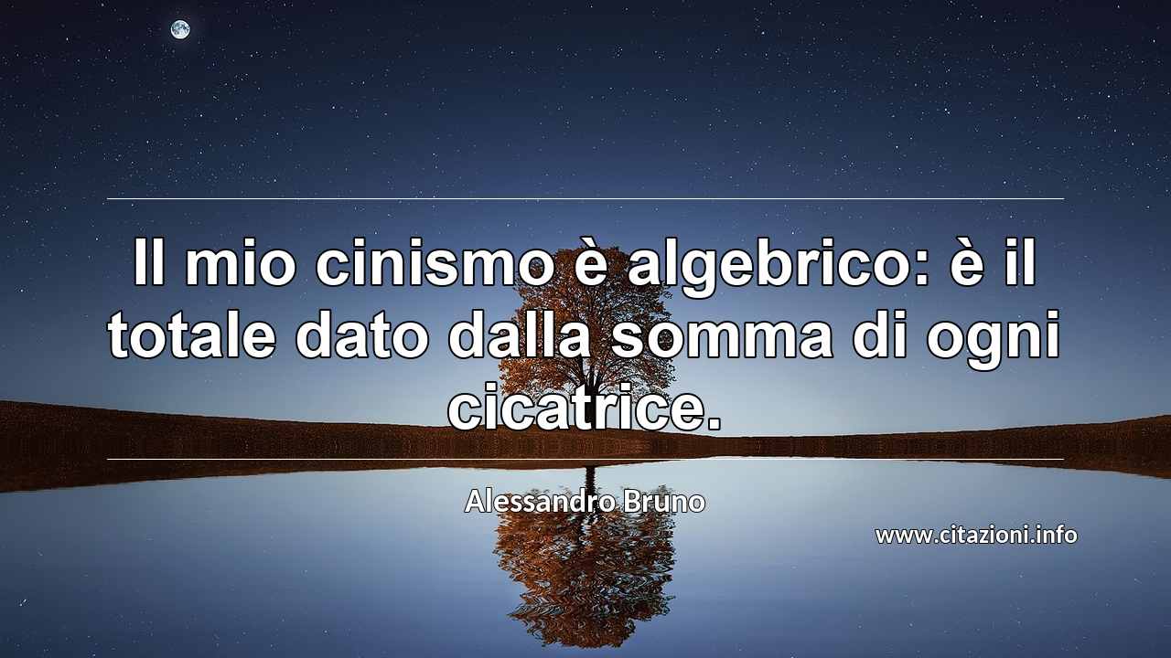 “Il mio cinismo è algebrico: è il totale dato dalla somma di ogni cicatrice.”