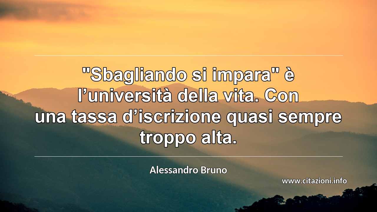 "Sbagliando si impara" è l’università della vita. Con una tassa d’iscrizione quasi sempre troppo alta.