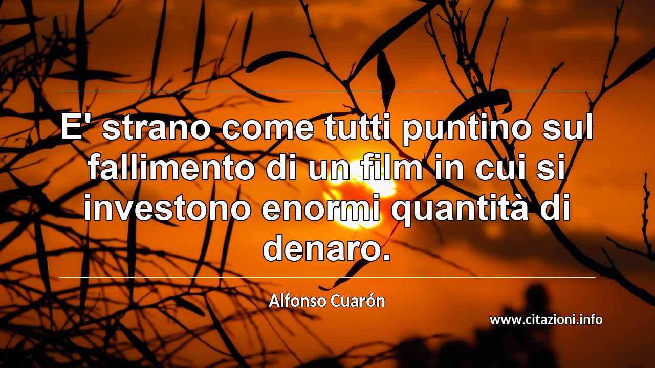 “E' strano come tutti puntino sul fallimento di un film in cui si investono enormi quantità di denaro.”