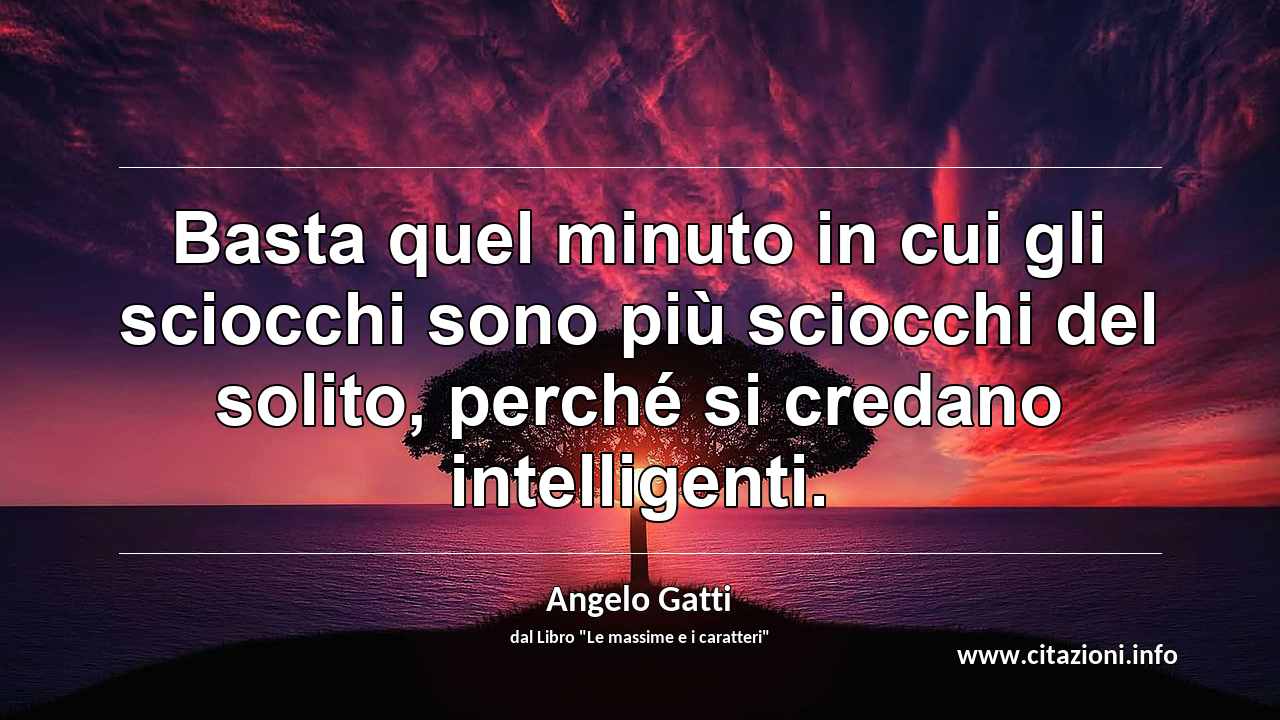 “Basta quel minuto in cui gli sciocchi sono più sciocchi del solito, perché si credano intelligenti.”