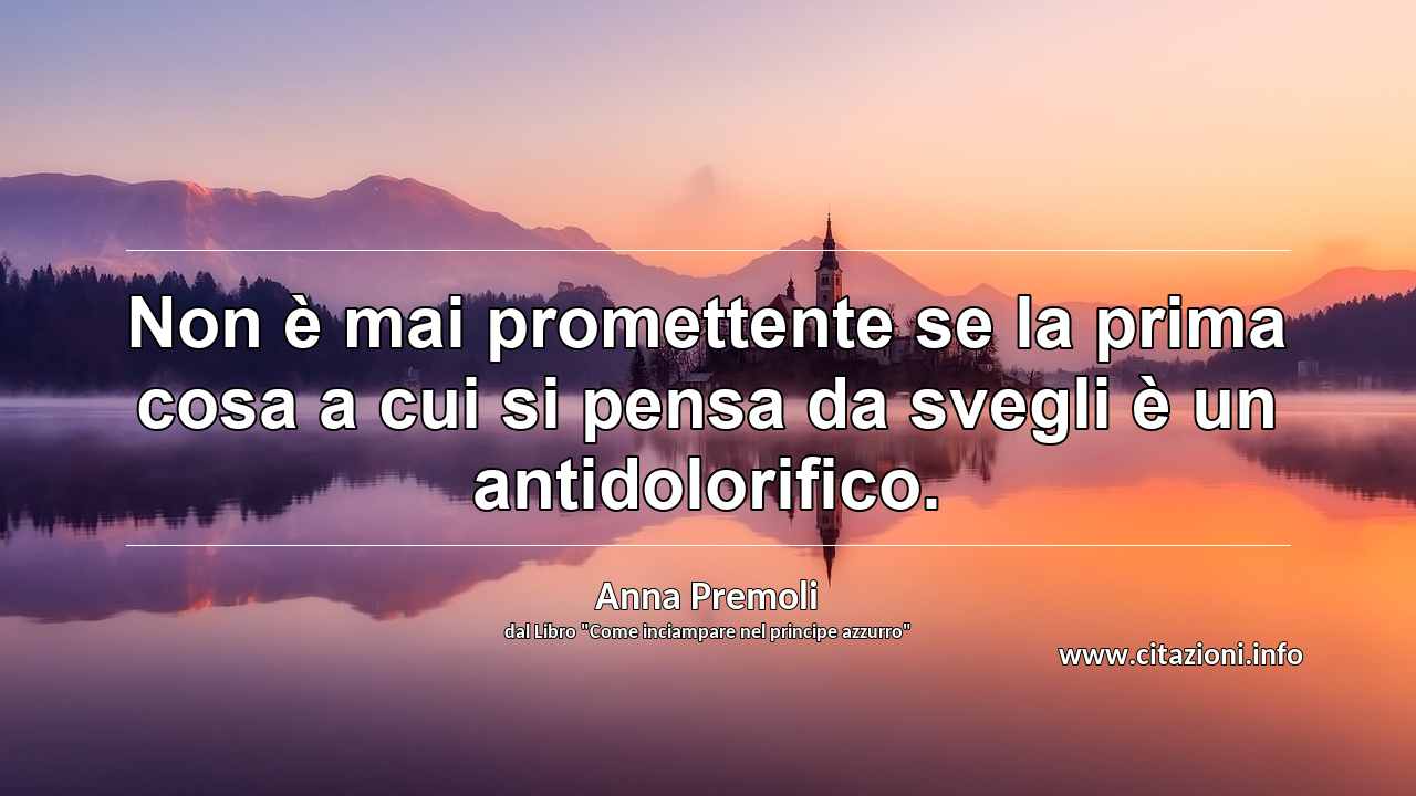 “Non è mai promettente se la prima cosa a cui si pensa da svegli è un antidolorifico.”