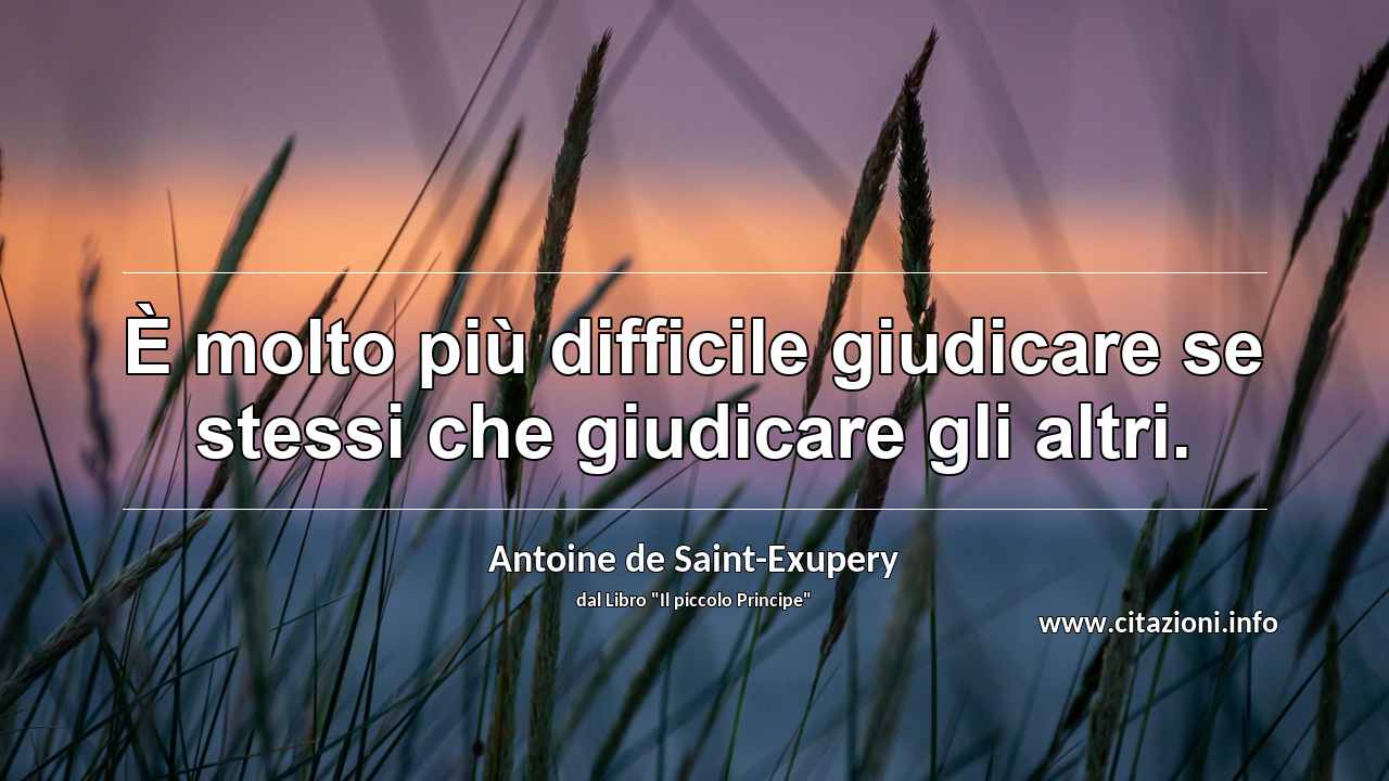“È molto più difficile giudicare se stessi che giudicare gli altri.”