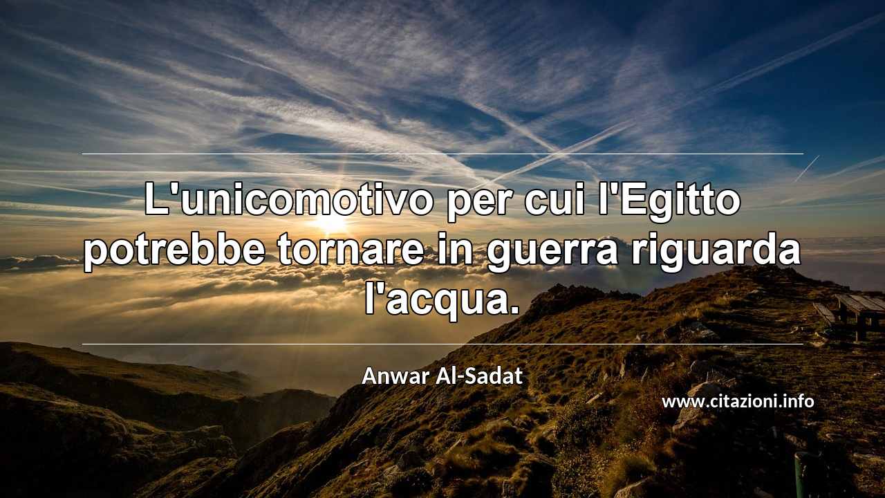 “L'unicomotivo per cui l'Egitto potrebbe tornare in guerra riguarda l'acqua.”