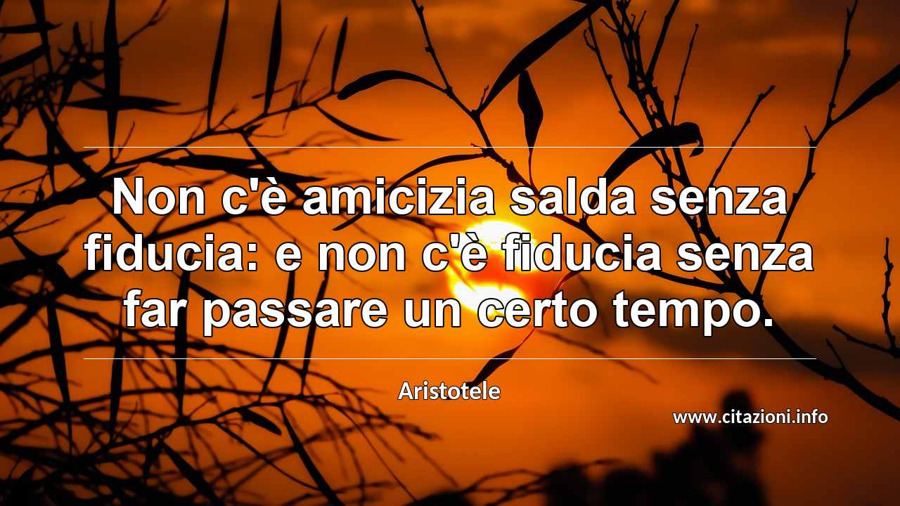 “Non c'è amicizia salda senza fiducia: e non c'è fiducia senza far passare un certo tempo.”