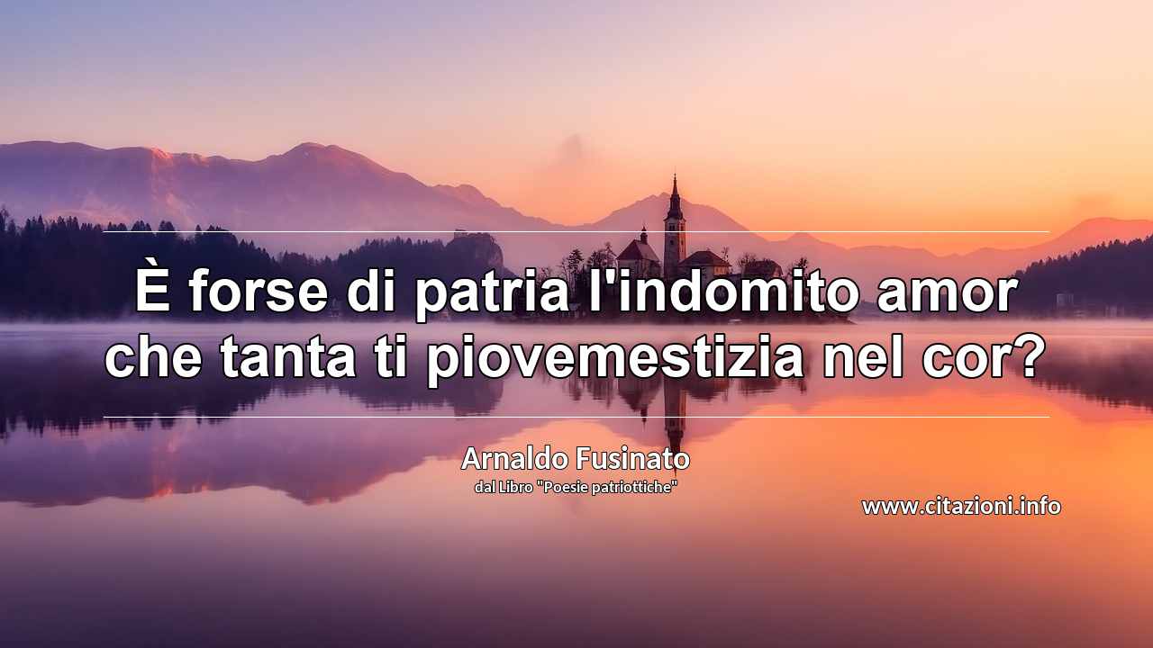 “È forse di patria l'indomito amor che tanta ti piovemestizia nel cor?”