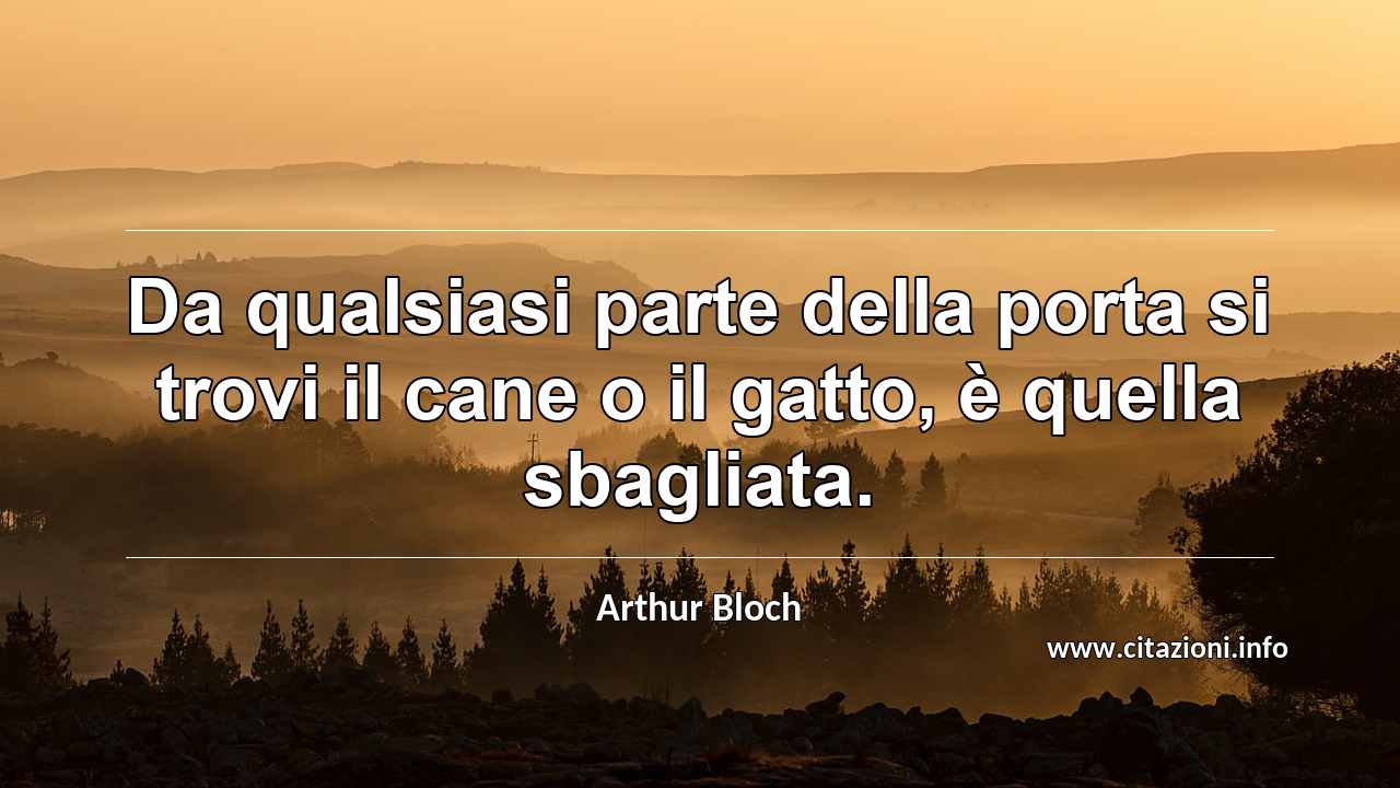 “Da qualsiasi parte della porta si trovi il cane o il gatto, è quella sbagliata.”