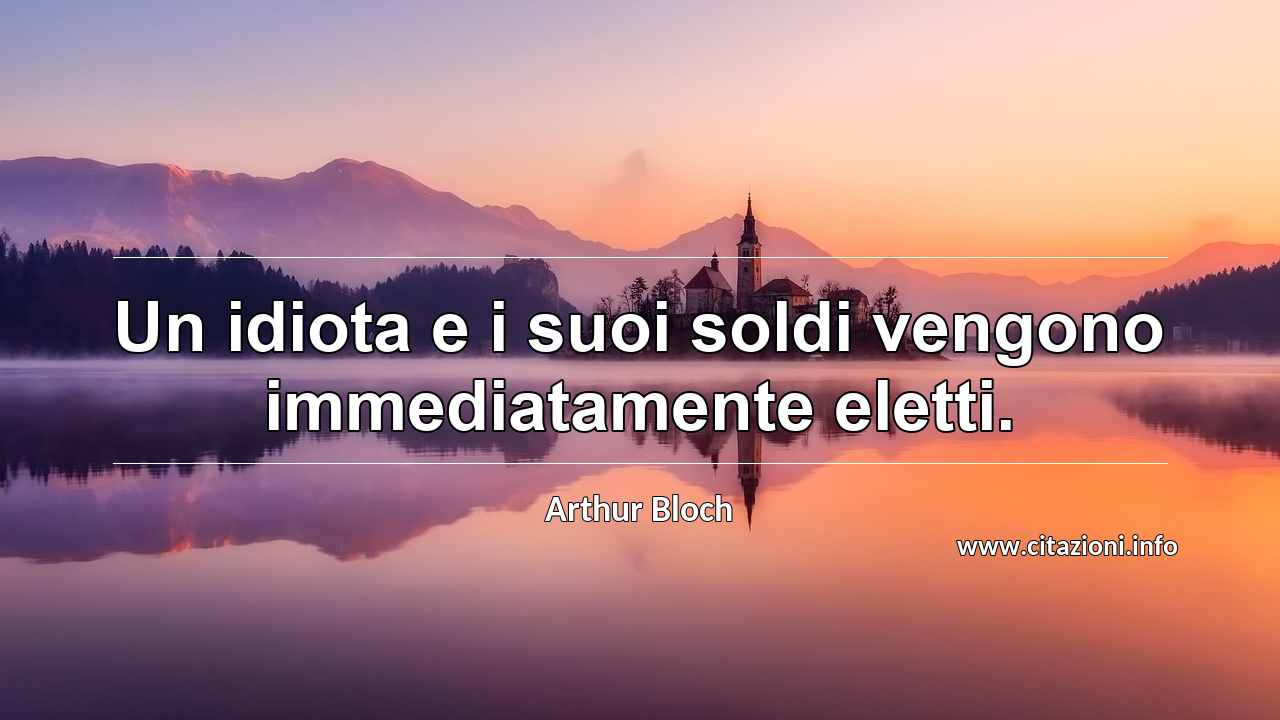 “Un idiota e i suoi soldi vengono immediatamente eletti.”