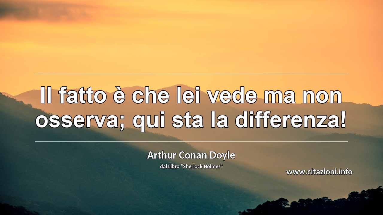 “Il fatto è che lei vede ma non osserva; qui sta la differenza!”