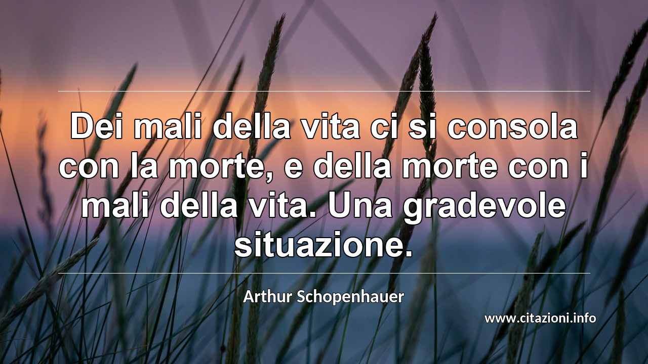 “Dei mali della vita ci si consola con la morte, e della morte con i mali della vita. Una gradevole situazione.”