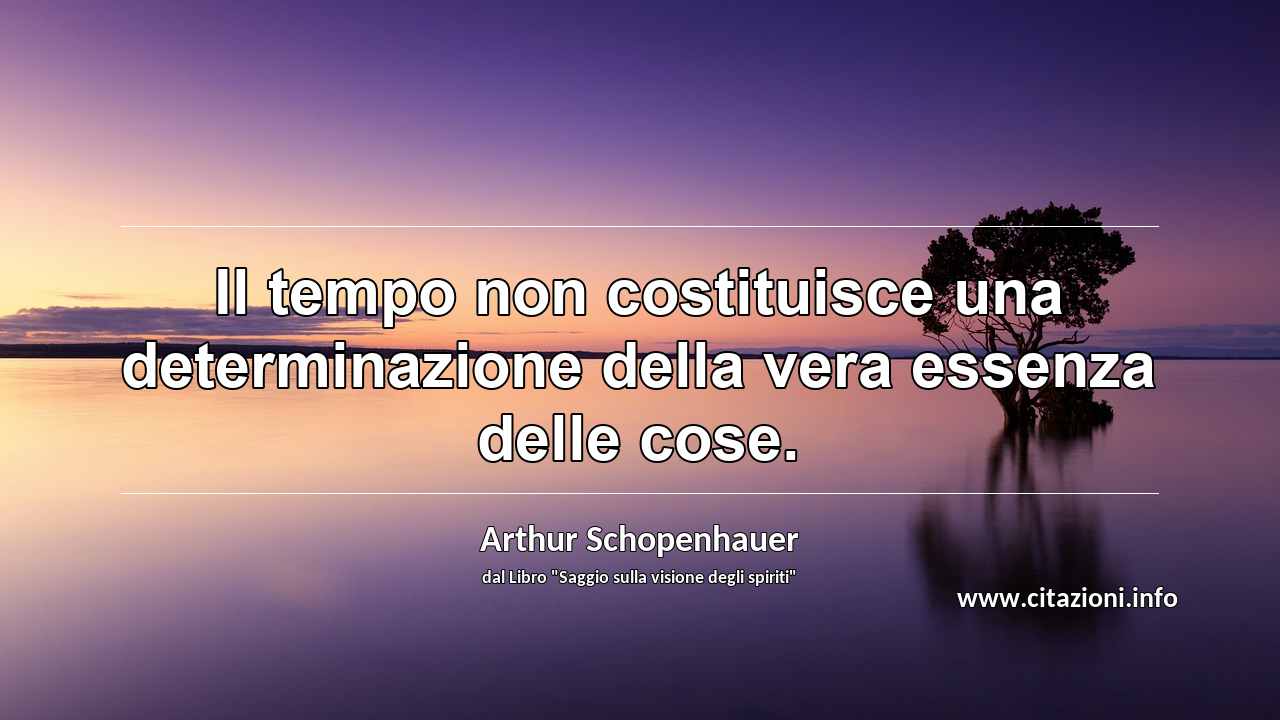 “Il tempo non costituisce una determinazione della vera essenza delle cose.”