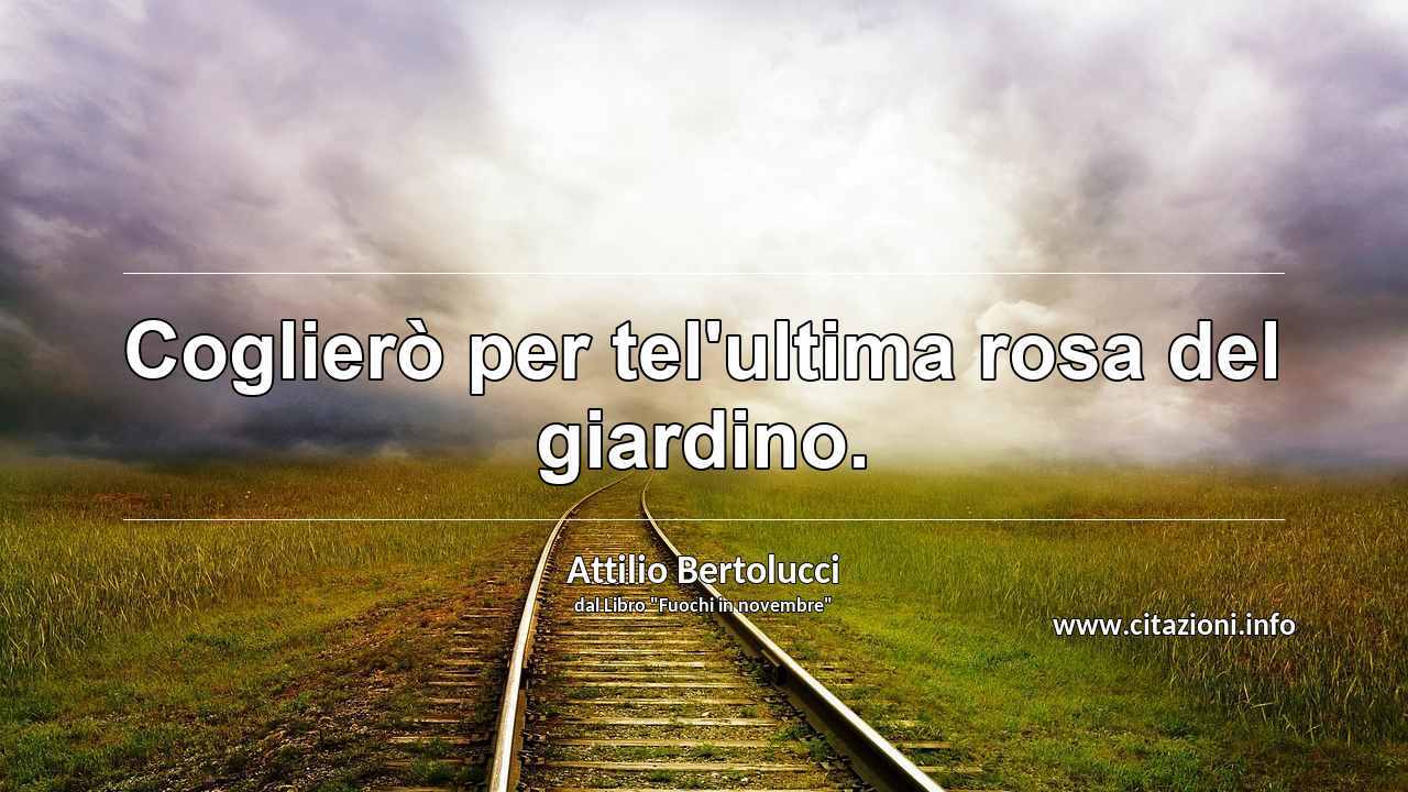 “Coglierò per tel'ultima rosa del giardino.”