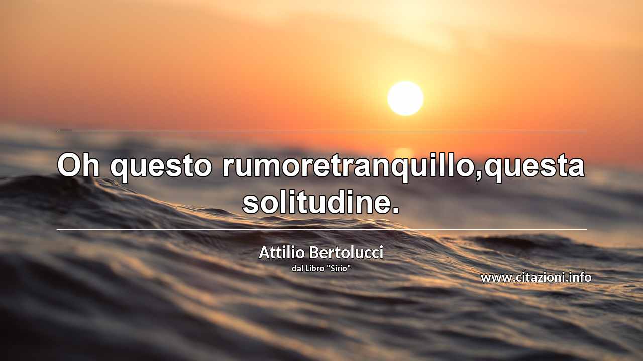 “Oh questo rumoretranquillo,questa solitudine.”