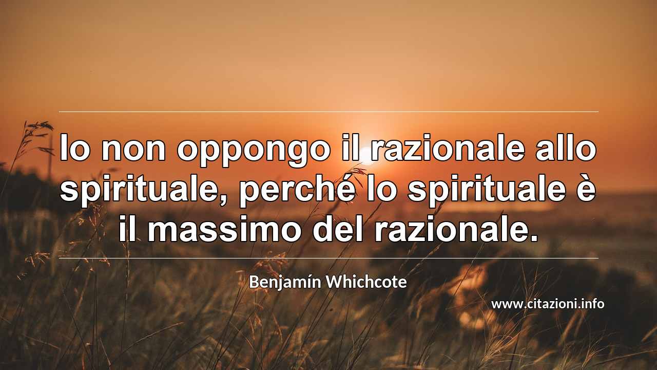 “Io non oppongo il razionale allo spirituale, perché lo spirituale è il massimo del razionale.”
