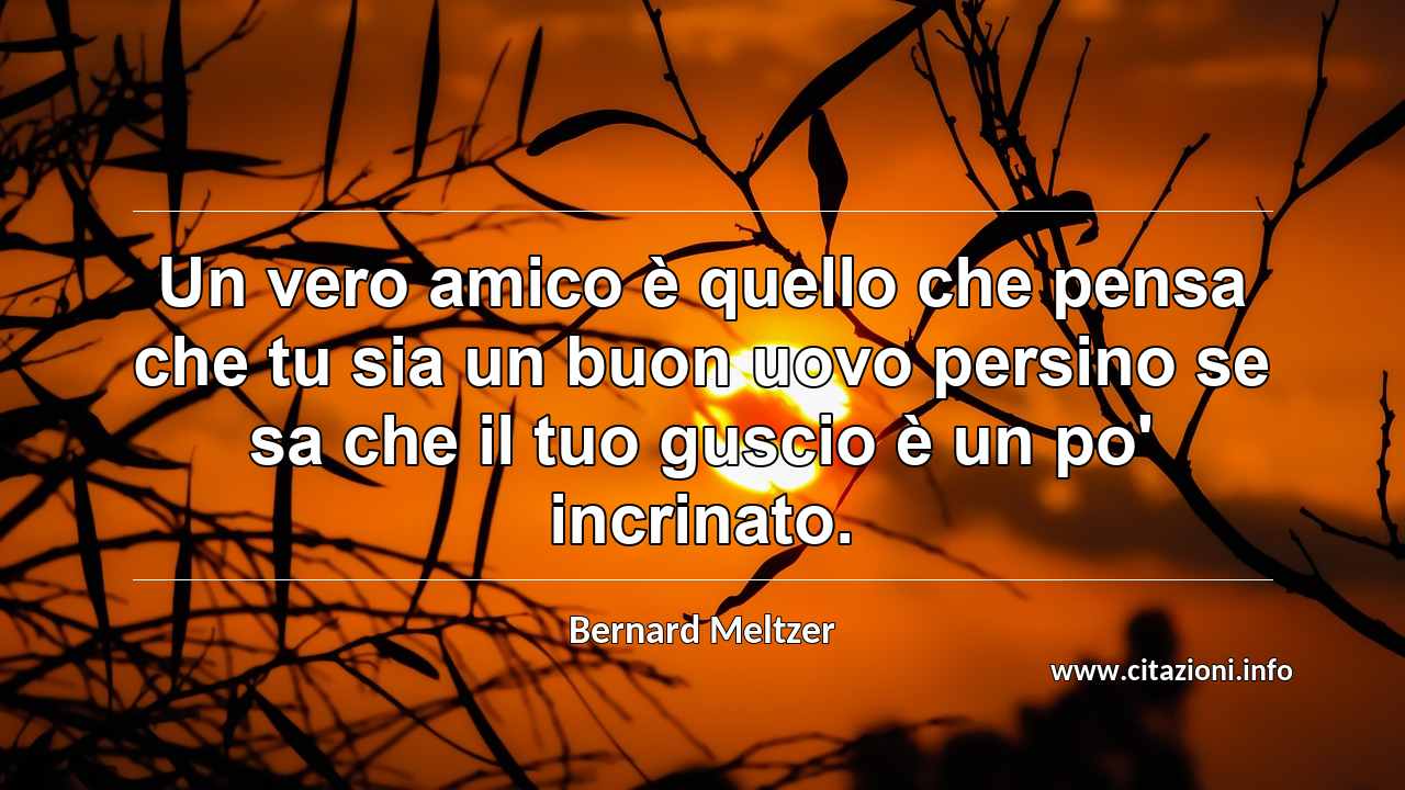“Un vero amico è quello che pensa che tu sia un buon uovo persino se sa che il tuo guscio è un po' incrinato.”
