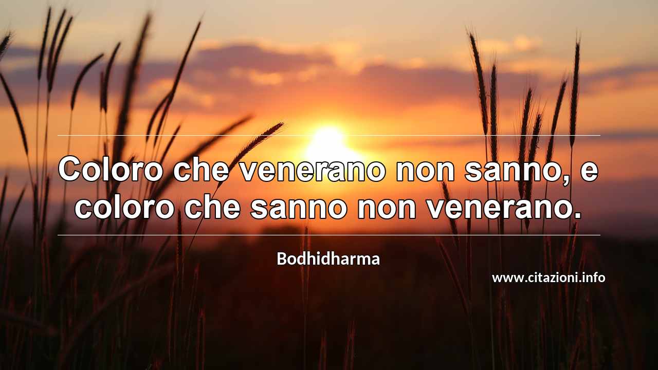 “Coloro che venerano non sanno, e coloro che sanno non venerano.”