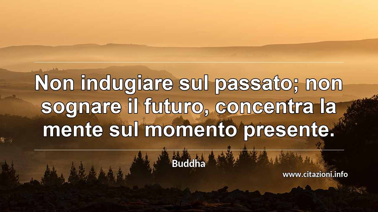 “Non indugiare sul passato; non sognare il futuro, concentra la mente sul momento presente.”