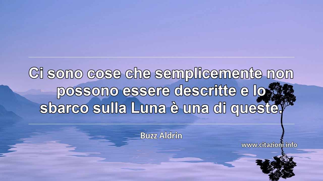 “Ci sono cose che semplicemente non possono essere descritte e lo sbarco sulla Luna è una di queste.”