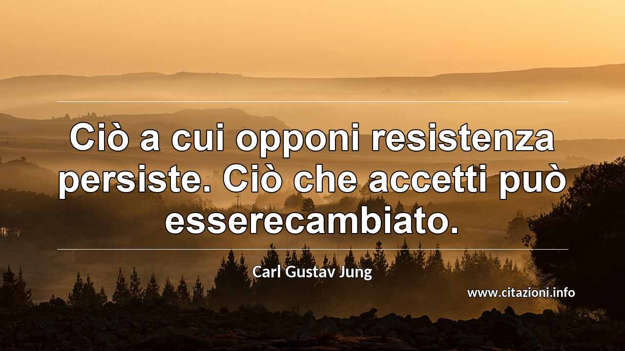 “Ciò a cui opponi resistenza persiste. Ciò che accetti può esserecambiato.”