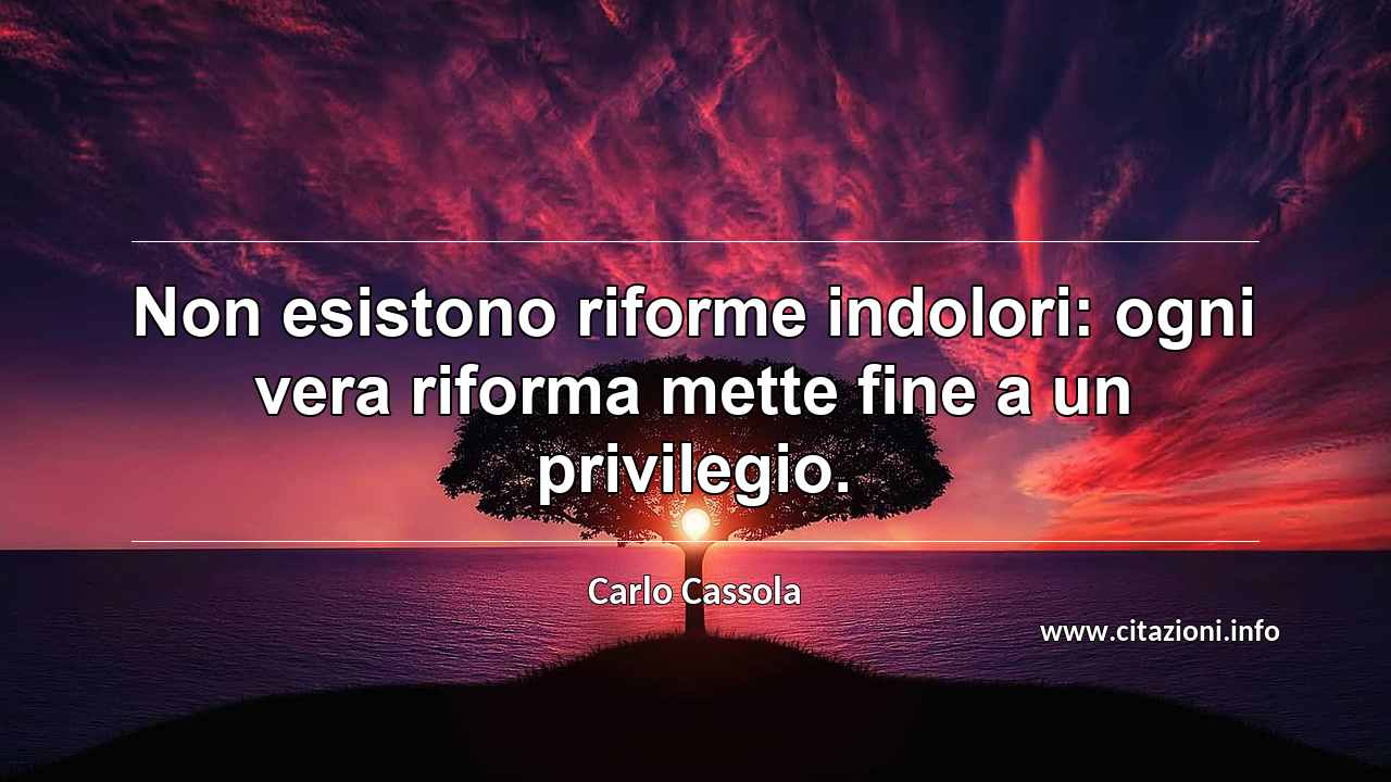 “Non esistono riforme indolori: ogni vera riforma mette fine a un privilegio.”