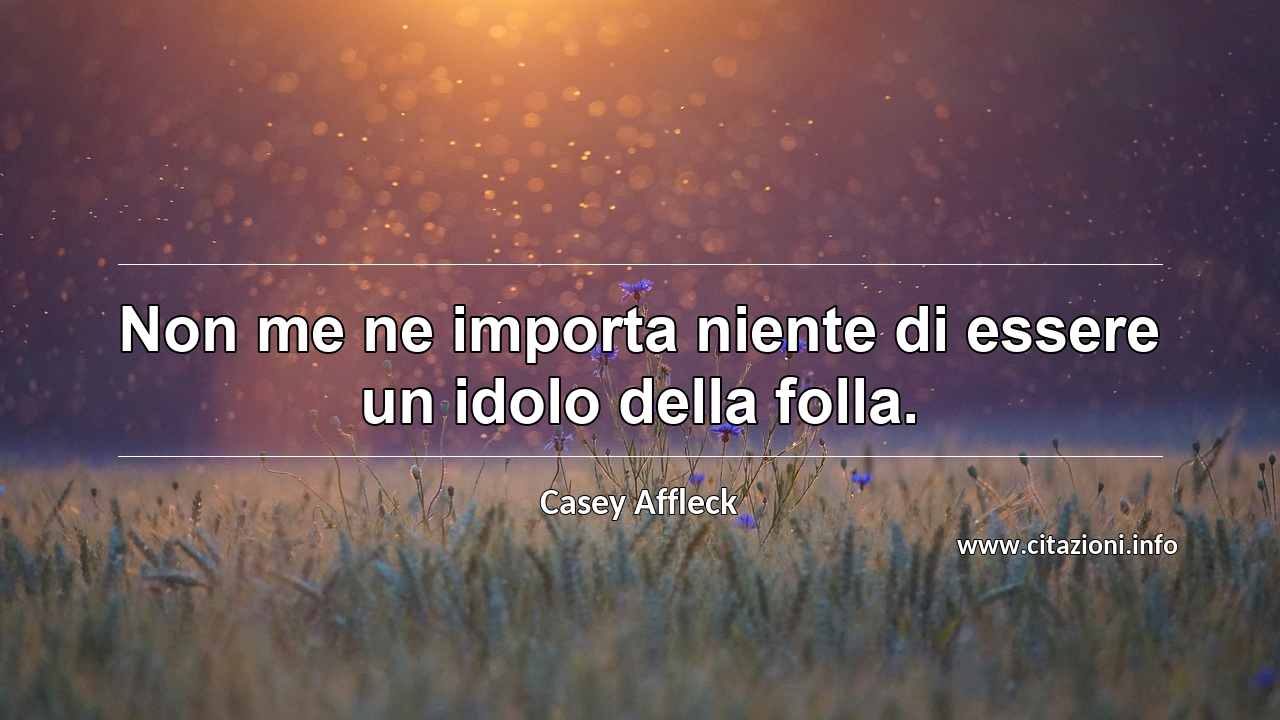 “Non me ne importa niente di essere un idolo della folla.”