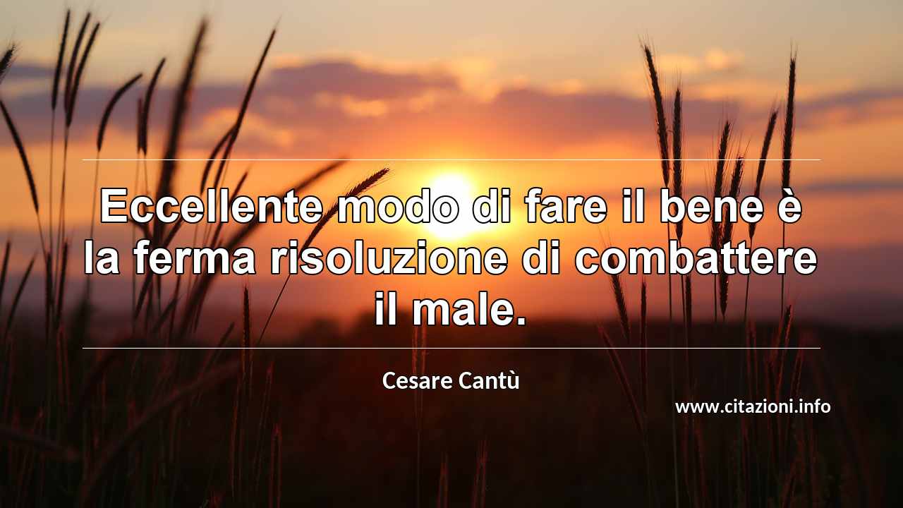 “Eccellente modo di fare il bene è la ferma risoluzione di combattere il male.”