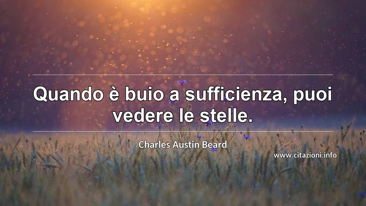 “Quando è buio a sufficienza, puoi vedere le stelle.”