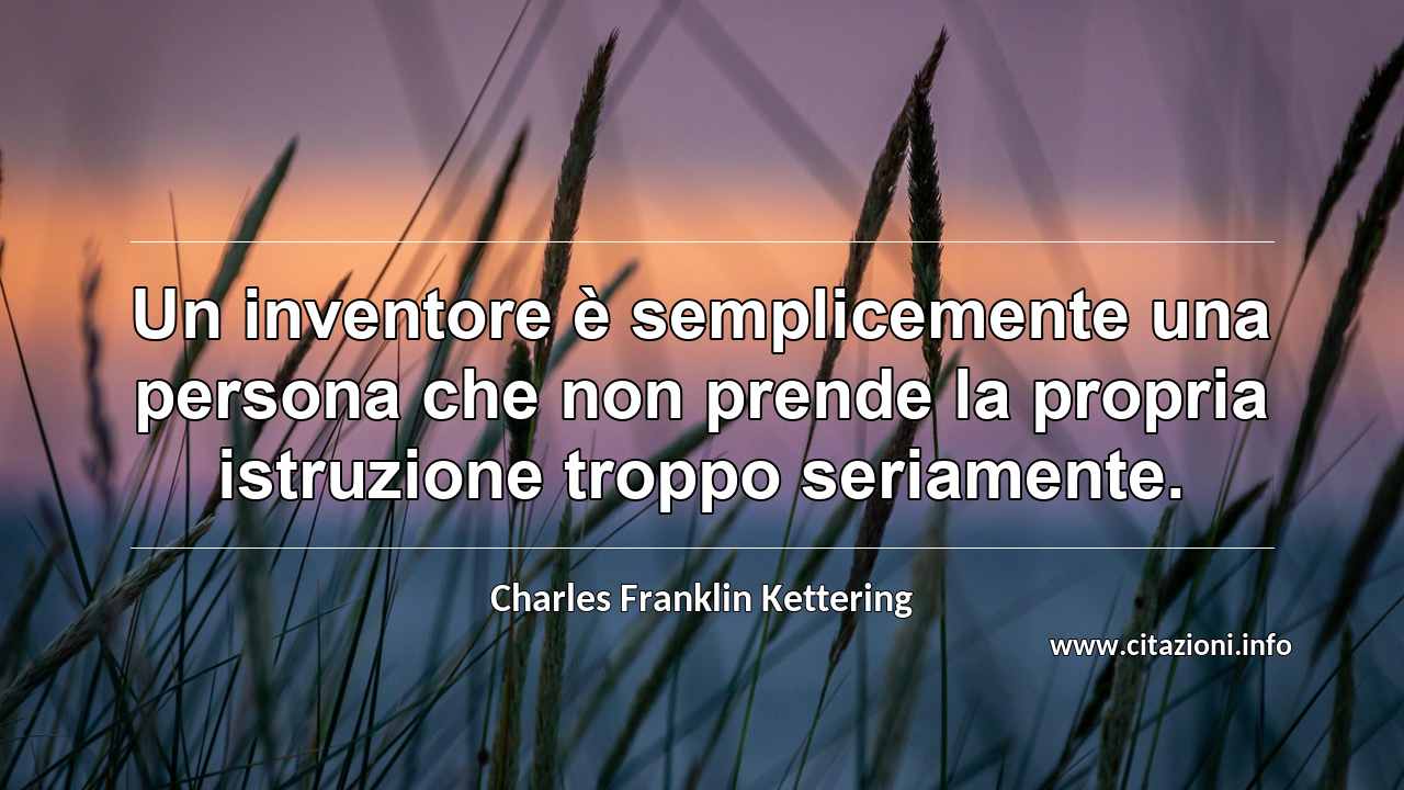 “Un inventore è semplicemente una persona che non prende la propria istruzione troppo seriamente.”