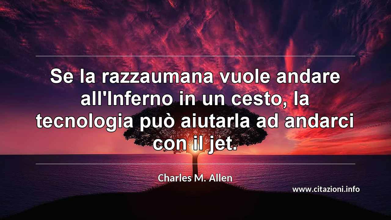 “Se la razzaumana vuole andare all'Inferno in un cesto, la tecnologia può aiutarla ad andarci con il jet.”