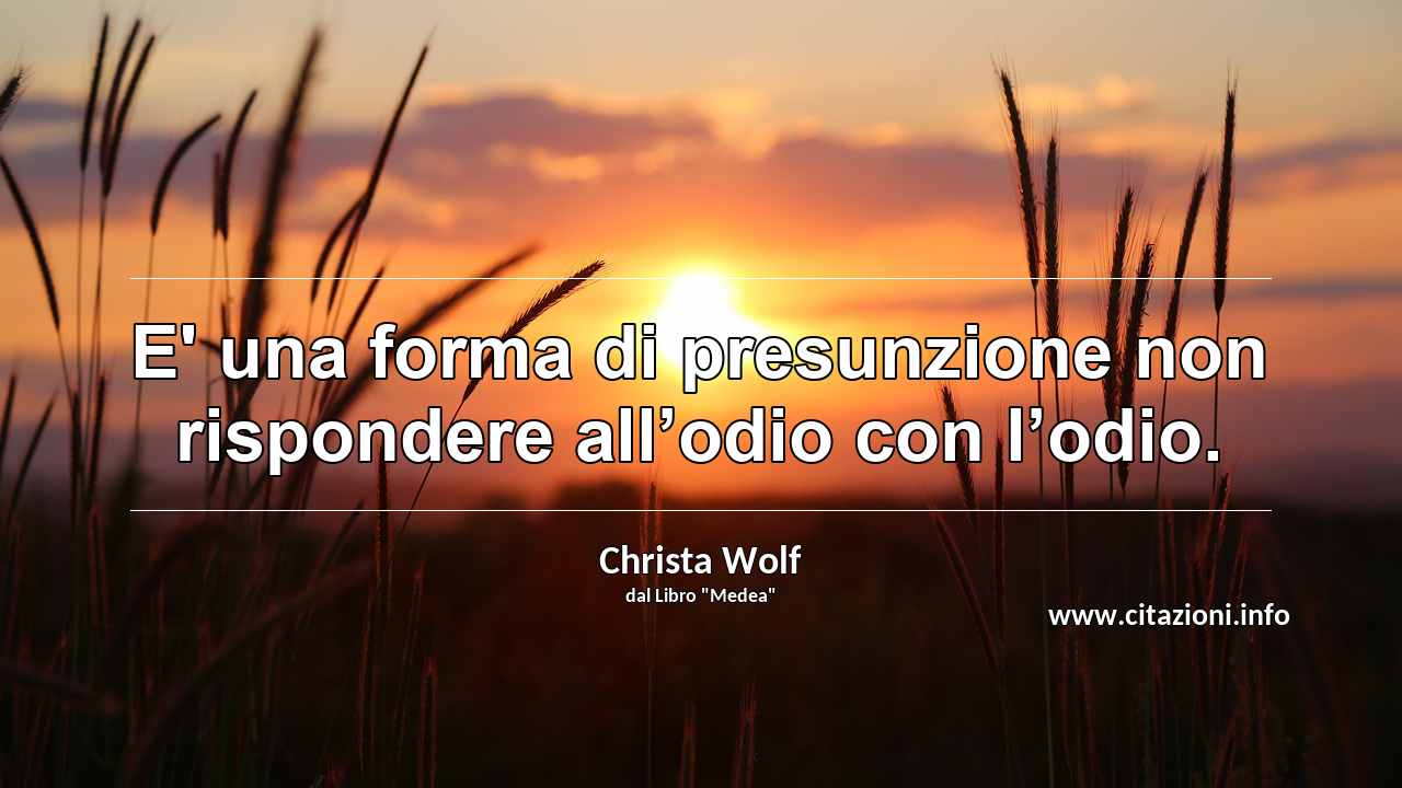 “E' una forma di presunzione non rispondere all’odio con l’odio.”
