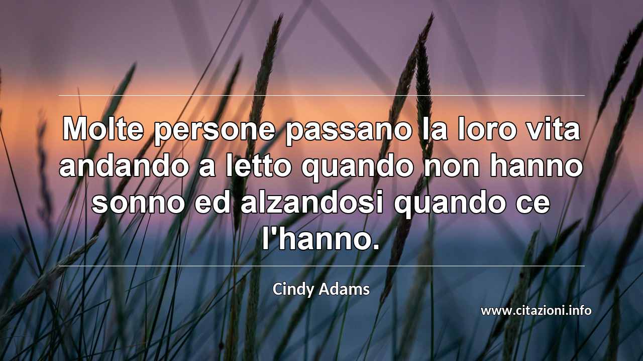 “Molte persone passano la loro vita andando a letto quando non hanno sonno ed alzandosi quando ce l'hanno.”