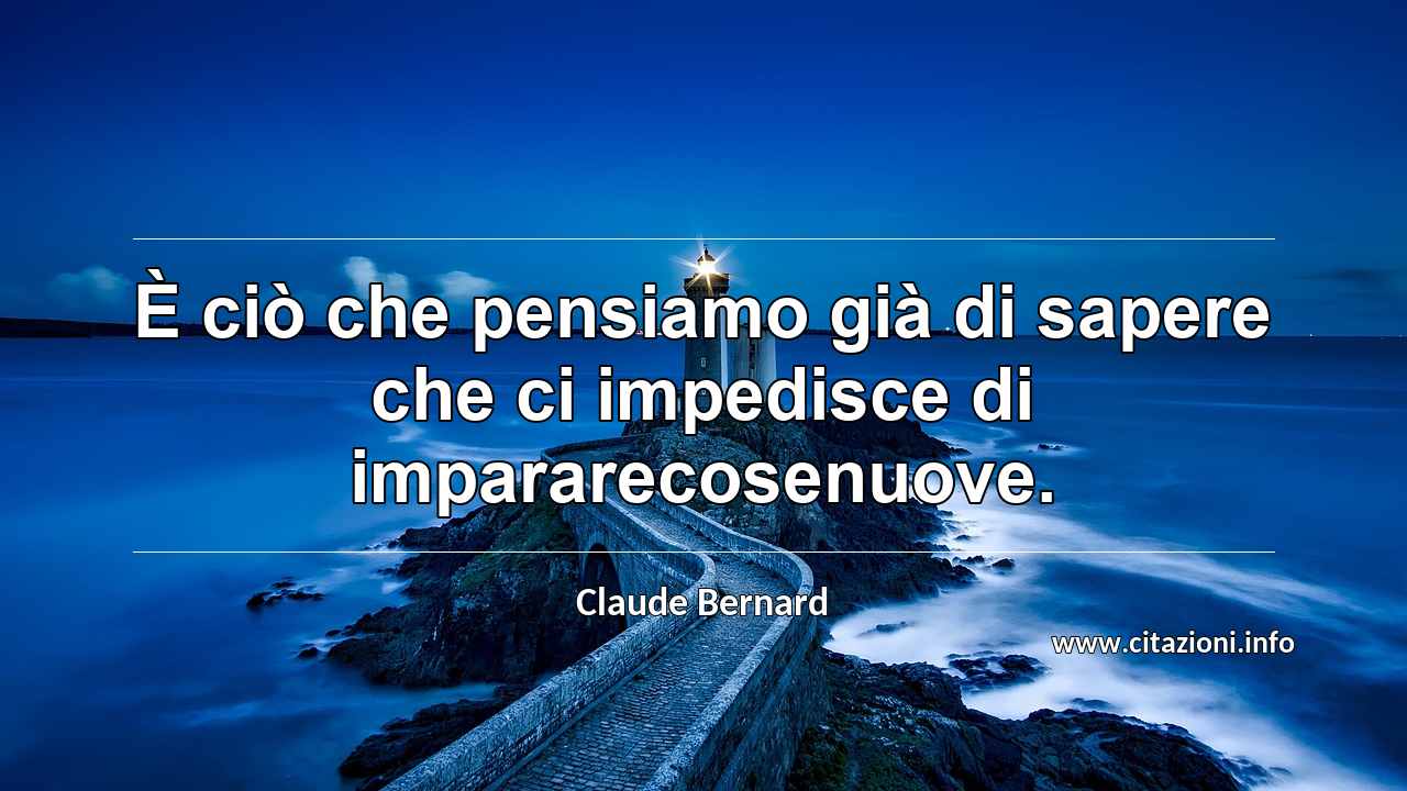 “È ciò che pensiamo già di sapere che ci impedisce di impararecosenuove.”