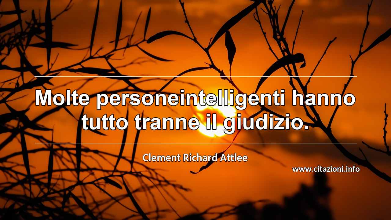 “Molte personeintelligenti hanno tutto tranne il giudizio.”