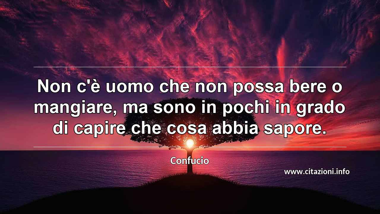 “Non c'è uomo che non possa bere o mangiare, ma sono in pochi in grado di capire che cosa abbia sapore.”