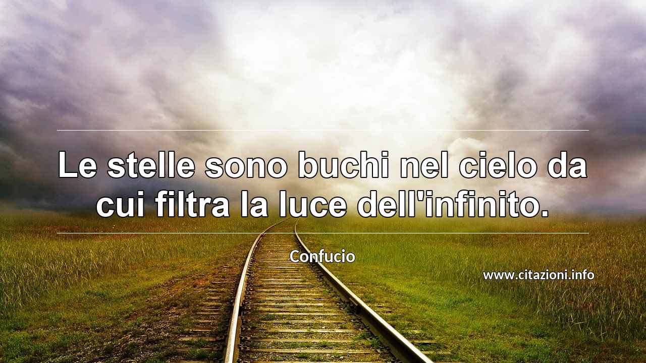 “Le stelle sono buchi nel cielo da cui filtra la luce dell'infinito.”