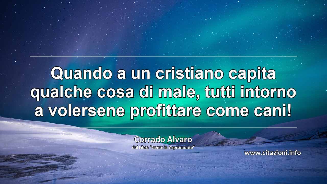 “Quando a un cristiano capita qualche cosa di male, tutti intorno a volersene profittare come cani!”