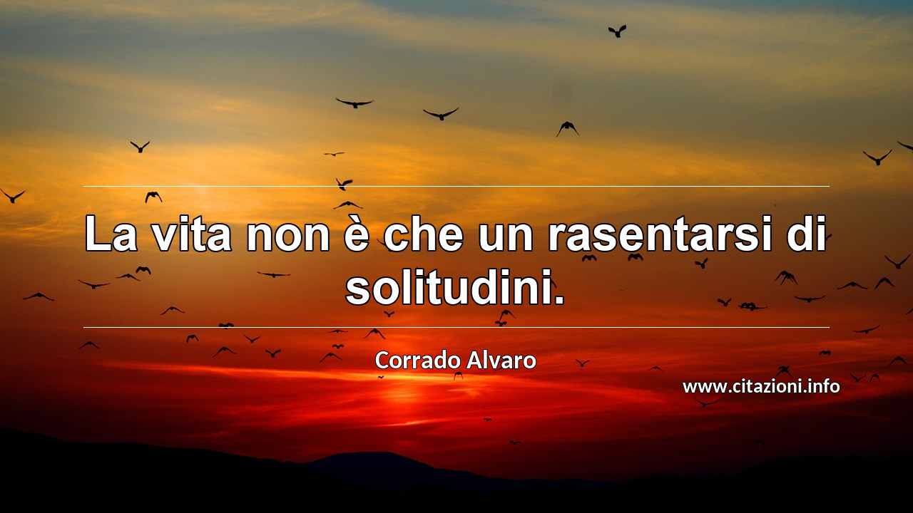 “La vita non è che un rasentarsi di solitudini.”