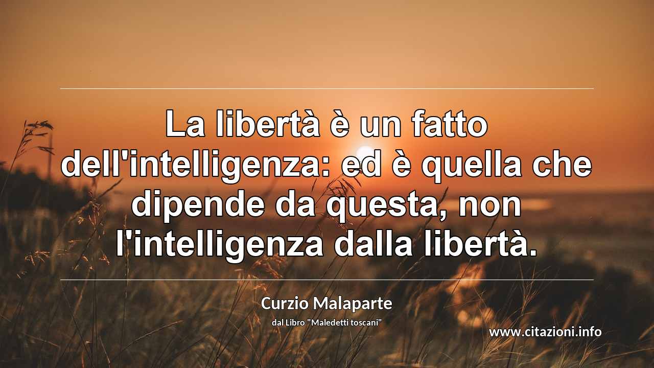 “La libertà è un fatto dell'intelligenza: ed è quella che dipende da questa, non l'intelligenza dalla libertà.”