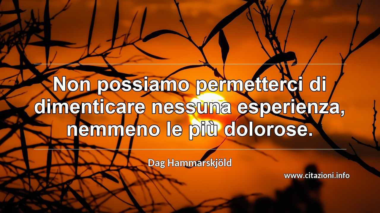 “Non possiamo permetterci di dimenticare nessuna esperienza, nemmeno le più dolorose.”