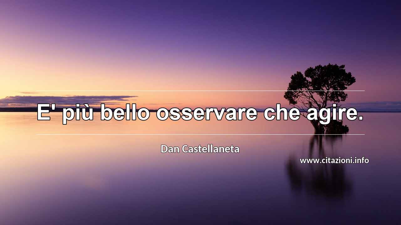 “E' più bello osservare che agire.”