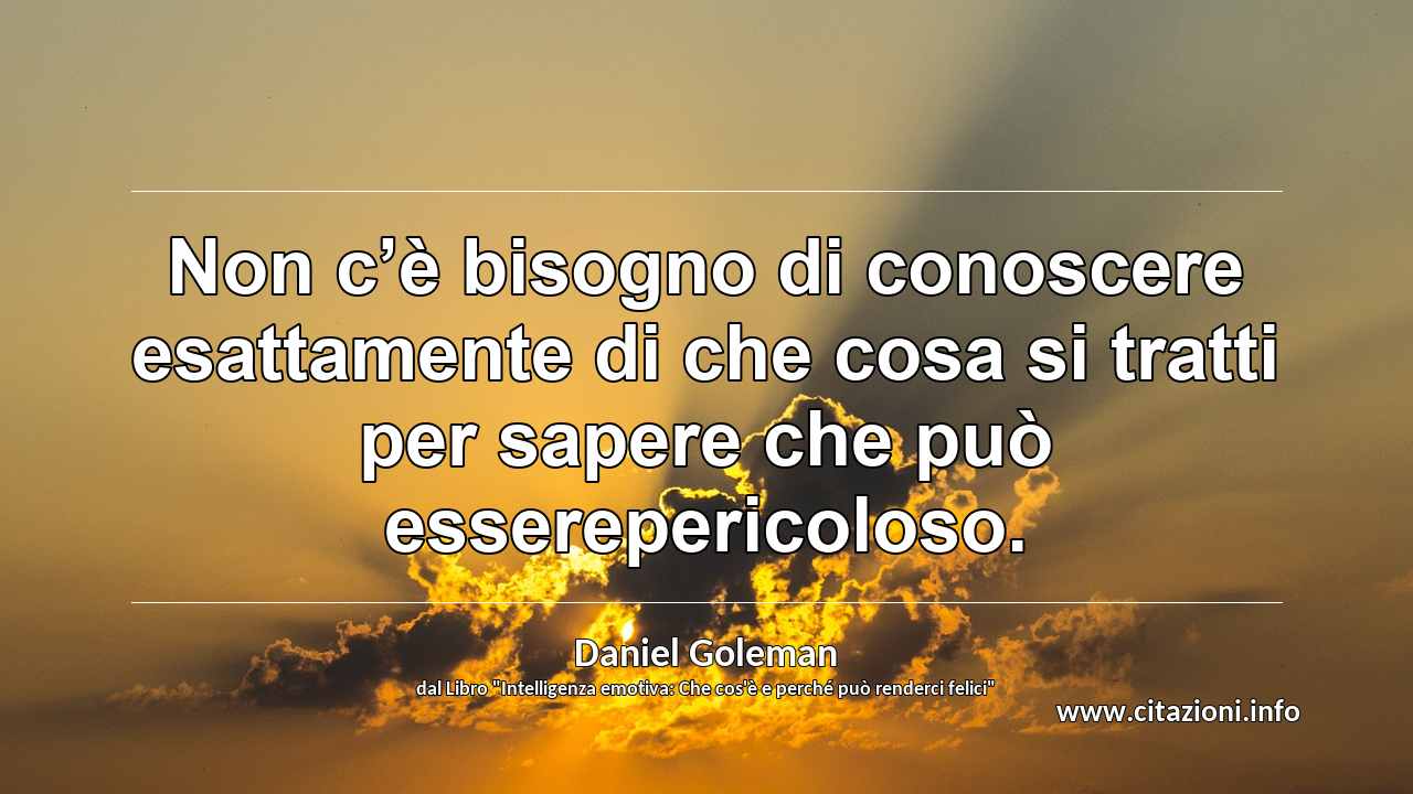 “Non c’è bisogno di conoscere esattamente di che cosa si tratti per sapere che può esserepericoloso.”
