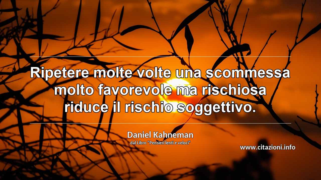 “Ripetere molte volte una scommessa molto favorevole ma rischiosa riduce il rischio soggettivo.”