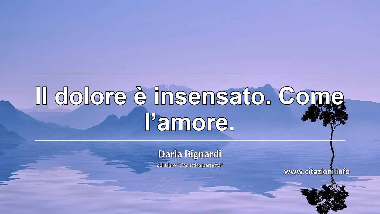 “Il dolore è insensato. Come l’amore.”