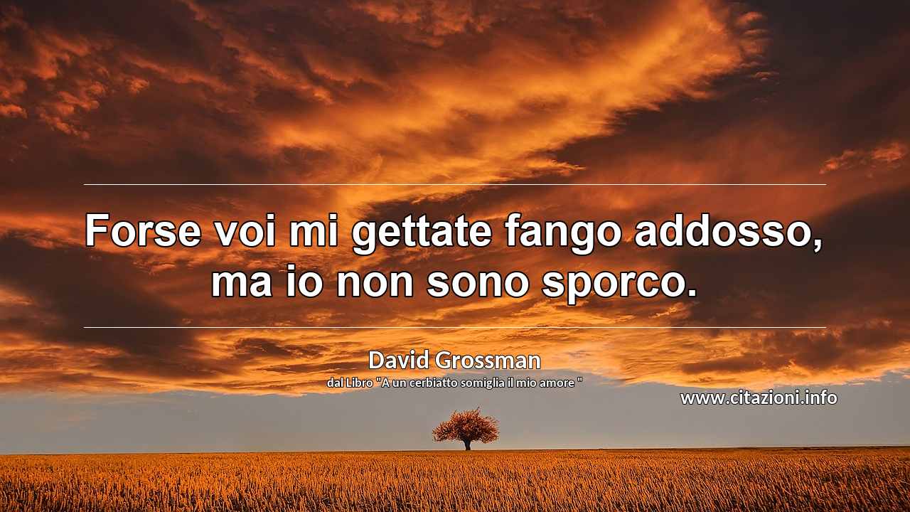 “Forse voi mi gettate fango addosso, ma io non sono sporco.”
