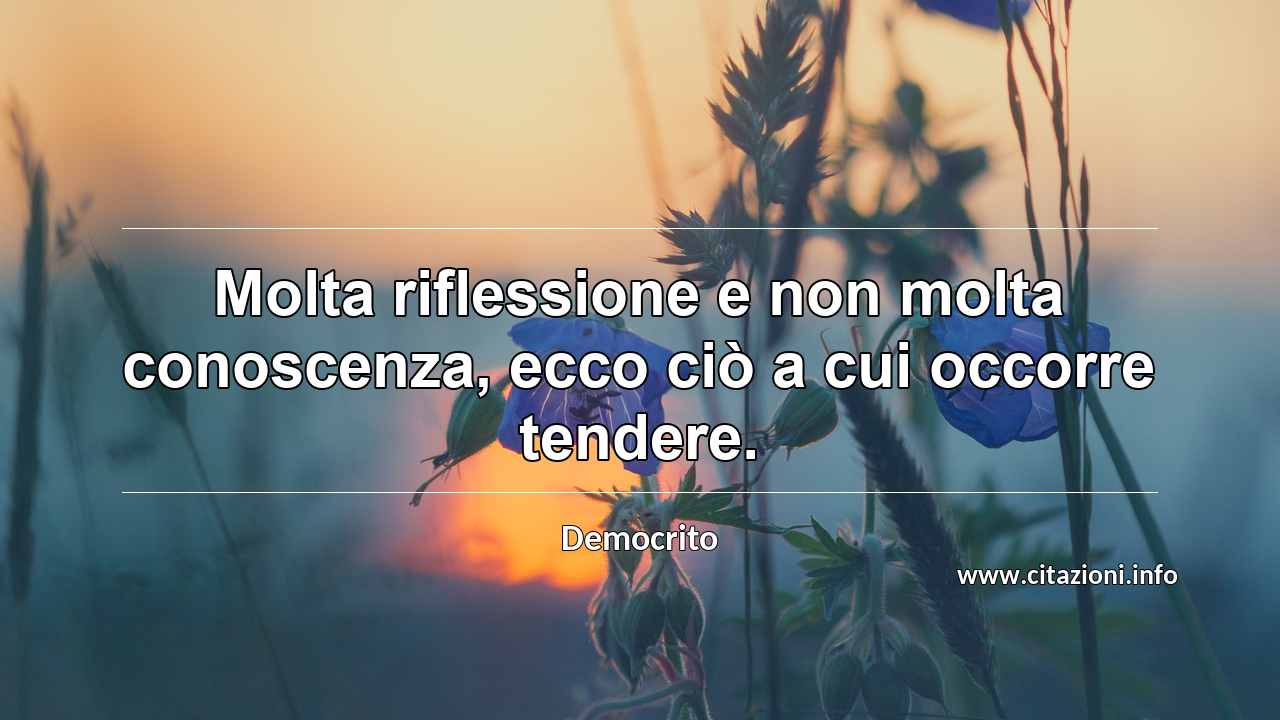 “Molta riflessione e non molta conoscenza, ecco ciò a cui occorre tendere.”
