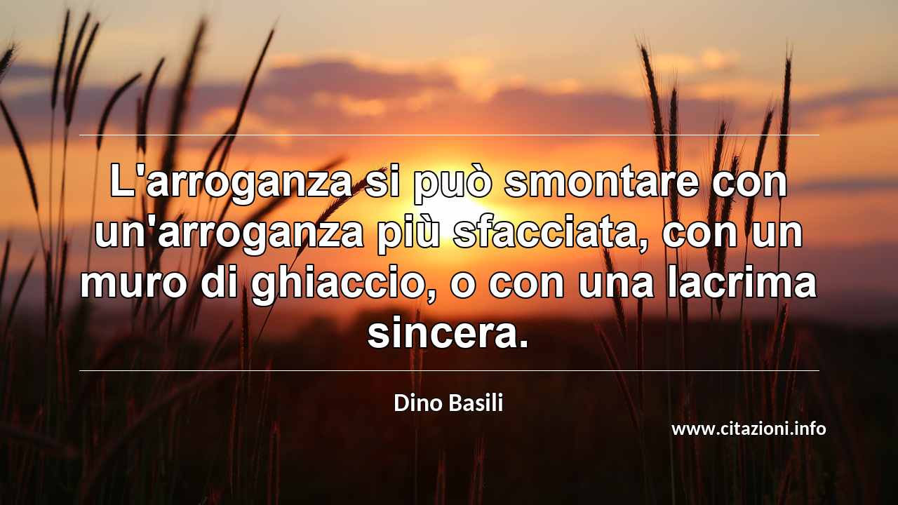 “L'arroganza si può smontare con un'arroganza più sfacciata, con un muro di ghiaccio, o con una lacrima sincera.”